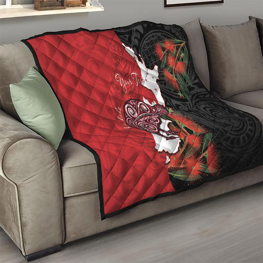 Kiwi New Zealand Personalised Quilt NZ Map Pohutukawa Fern Maori Pattern
