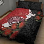 Kiwi New Zealand Personalised Quilt Bed Set NZ Map Pohutukawa Fern Maori Pattern