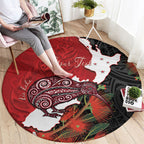 Kiwi New Zealand Personalised Round Carpet NZ Map Pohutukawa Fern Maori Pattern