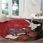 Kiwi New Zealand Personalised Round Carpet NZ Map Pohutukawa Fern Maori Pattern