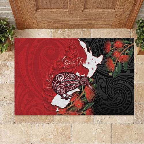 Kiwi New Zealand Personalised Rubber Doormat NZ Map Pohutukawa Fern Maori Pattern