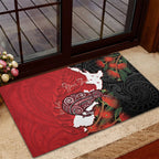 Kiwi New Zealand Personalised Rubber Doormat NZ Map Pohutukawa Fern Maori Pattern