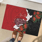 Kiwi New Zealand Personalised Rubber Doormat NZ Map Pohutukawa Fern Maori Pattern