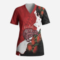Kiwi New Zealand Personalised Scrub Top NZ Map Pohutukawa Fern Maori Pattern