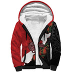 Kiwi New Zealand Personalised Sherpa Hoodie NZ Map Pohutukawa Fern Maori Pattern
