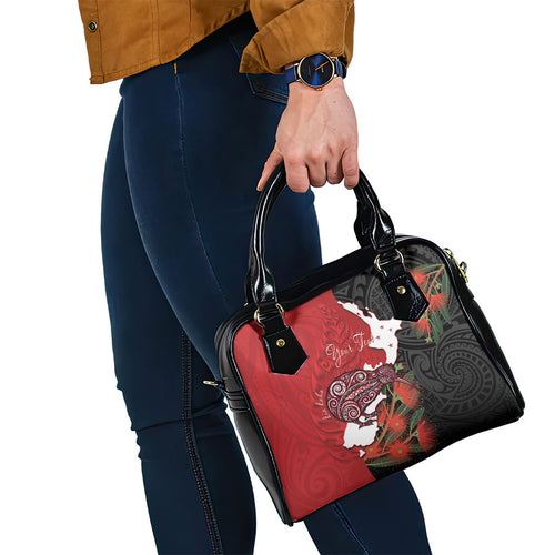 Kiwi New Zealand Personalised Shoulder Handbag NZ Map Pohutukawa Fern Maori Pattern
