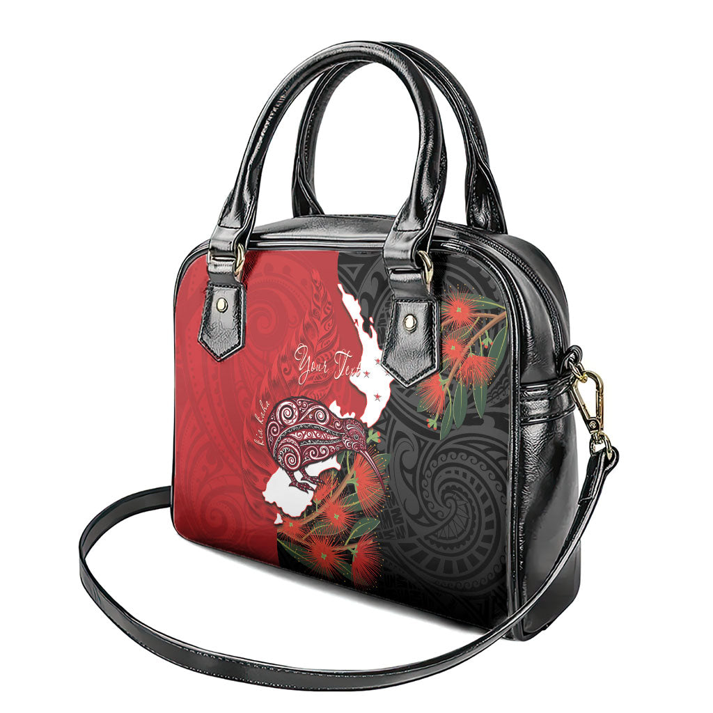 Kiwi New Zealand Personalised Shoulder Handbag NZ Map Pohutukawa Fern Maori Pattern