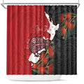 Kiwi New Zealand Personalised Shower Curtain NZ Map Pohutukawa Fern Maori Pattern