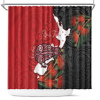Kiwi New Zealand Personalised Shower Curtain NZ Map Pohutukawa Fern Maori Pattern