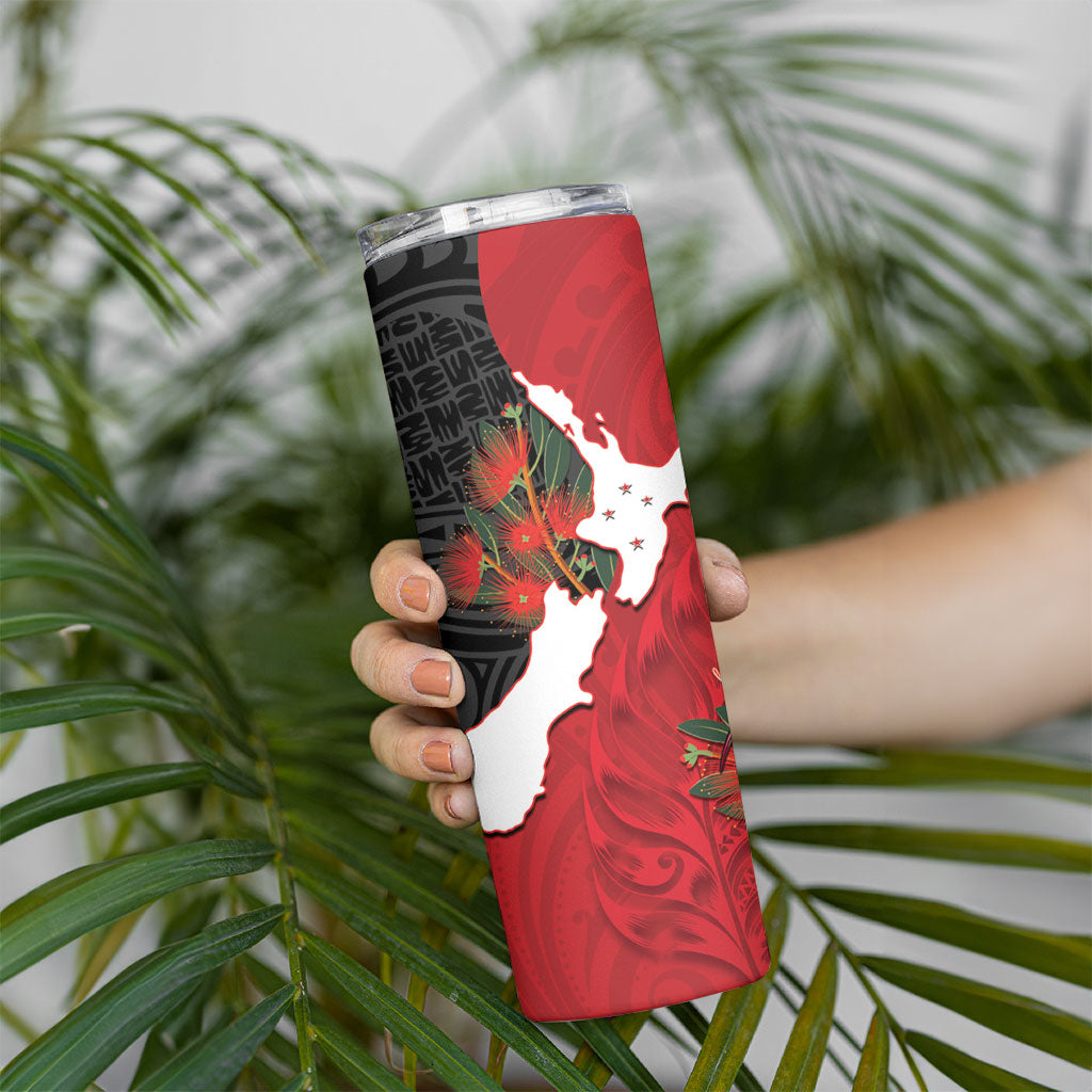 Kiwi New Zealand Personalised Skinny Tumbler NZ Map Pohutukawa Fern Maori Pattern