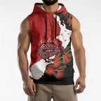 Kiwi New Zealand Personalised Sleeveless Hoodie NZ Map Pohutukawa Fern Maori Pattern