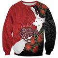 Kiwi New Zealand Personalised Sweatshirt NZ Map Pohutukawa Fern Maori Pattern