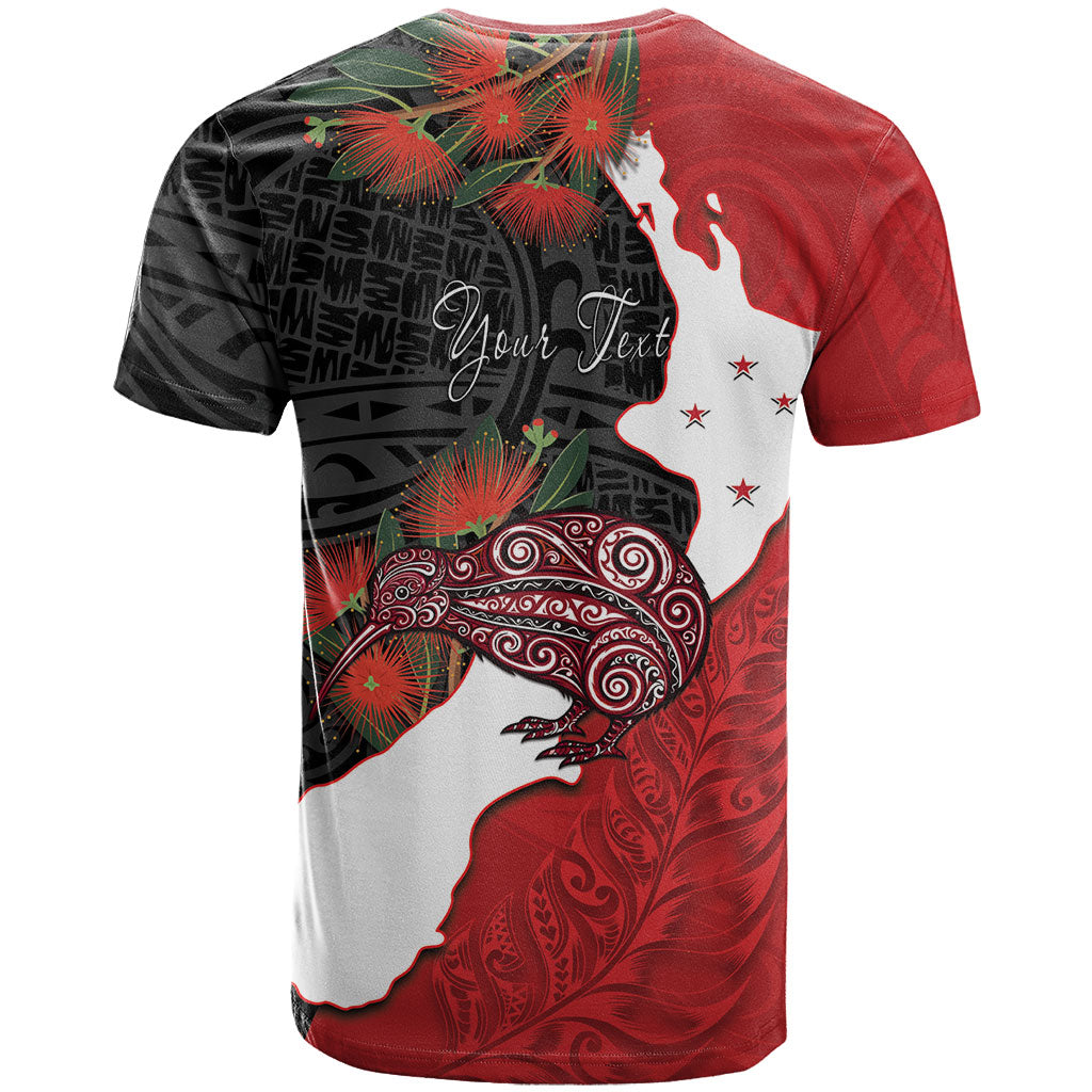 Kiwi New Zealand Personalised T Shirt NZ Map Pohutukawa Fern Maori Pattern
