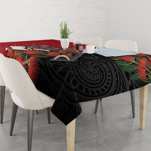 Kiwi New Zealand Personalised Tablecloth NZ Map Pohutukawa Fern Maori Pattern