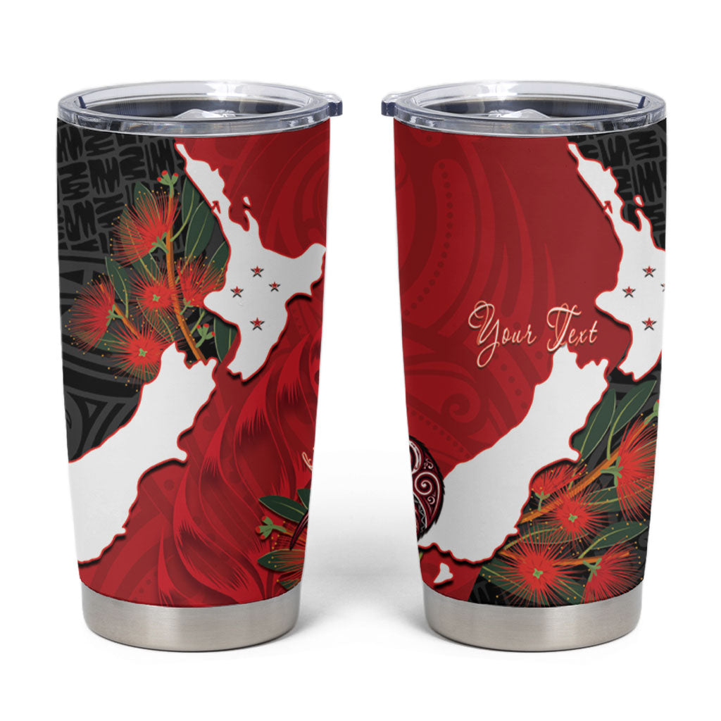 Kiwi New Zealand Personalised Tumbler Cup NZ Map Pohutukawa Fern Maori Pattern