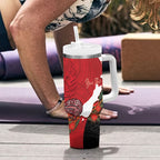 Kiwi New Zealand Personalised Tumbler With Handle NZ Map Pohutukawa Fern Maori Pattern