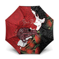 Kiwi New Zealand Personalised Umbrella NZ Map Pohutukawa Fern Maori Pattern