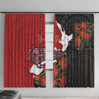 Kiwi New Zealand Personalised Window Curtain NZ Map Pohutukawa Fern Maori Pattern