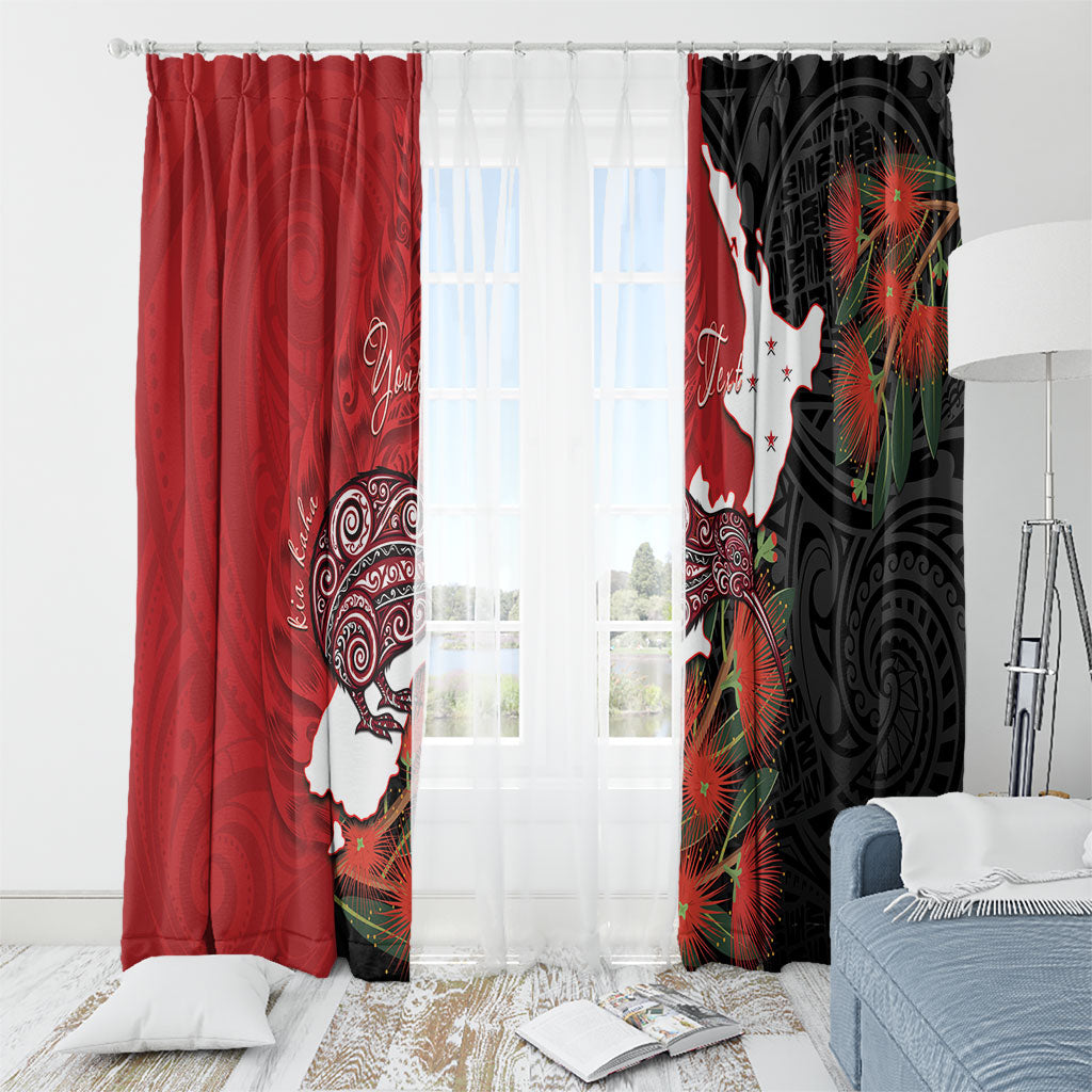 Kiwi New Zealand Personalised Window Curtain NZ Map Pohutukawa Fern Maori Pattern