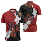 Kiwi New Zealand Personalised Zipper Polo Shirt NZ Map Pohutukawa Fern Maori Pattern