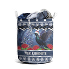 New Zealand Tui Bird Christmas Laundry Basket Pohutukawa Xmas Tree Meri Kirihimete