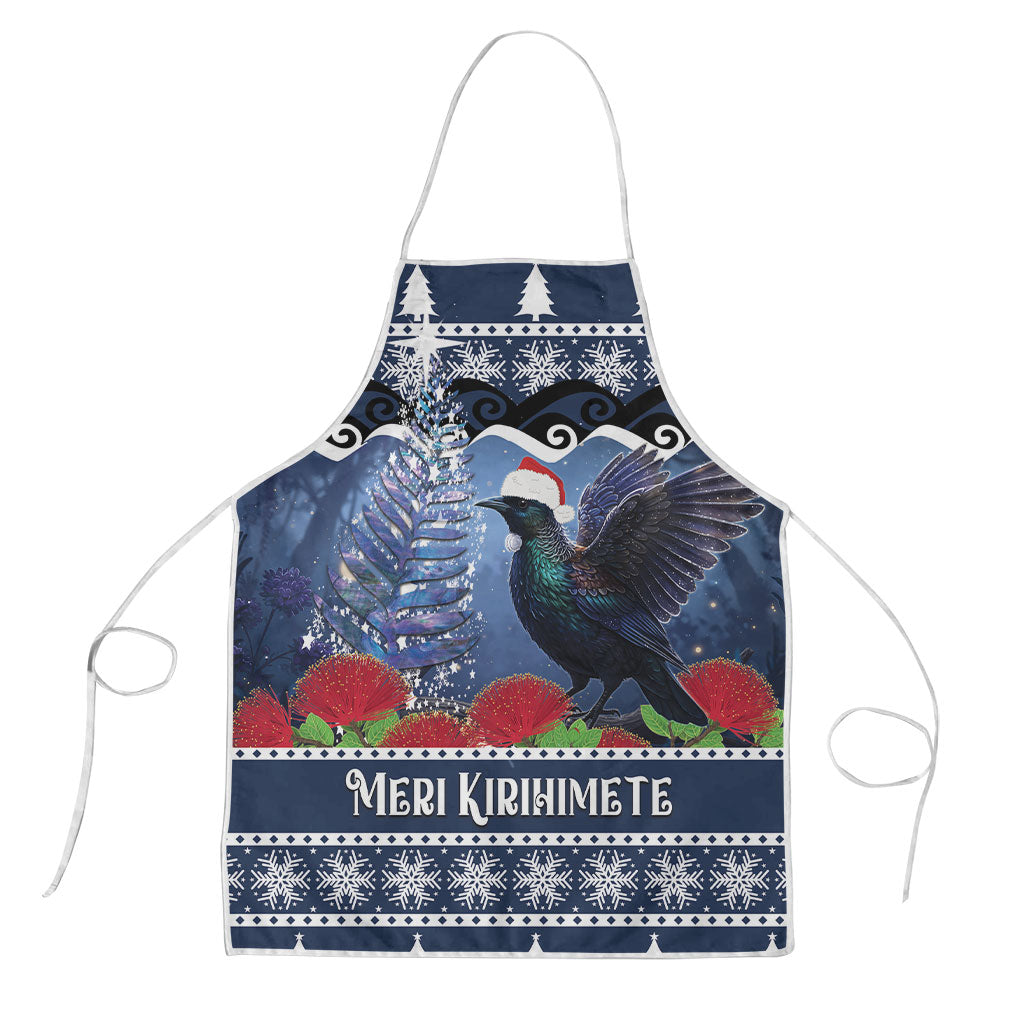 New Zealand Tui Bird Christmas Apron Pohutukawa Xmas Tree Meri Kirihimete