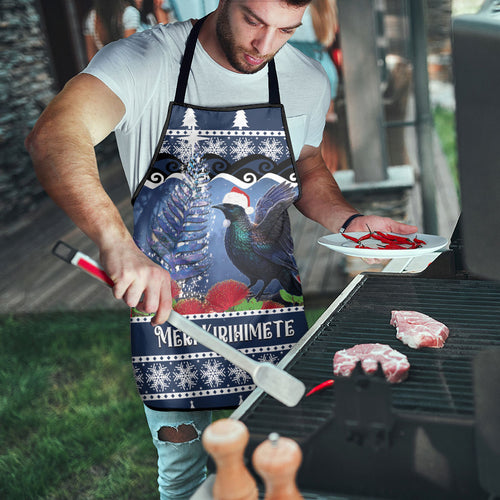 New Zealand Tui Bird Christmas Apron Pohutukawa Xmas Tree Meri Kirihimete