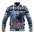 New Zealand Tui Bird Christmas Baseball Jacket Pohutukawa Xmas Tree Meri Kirihimete