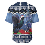 New Zealand Tui Bird Christmas Baseball Jersey Pohutukawa Xmas Tree Meri Kirihimete