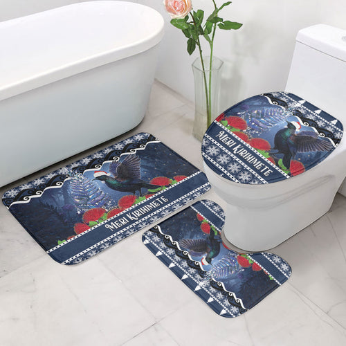 New Zealand Tui Bird Christmas Bathroom Set Pohutukawa Xmas Tree Meri Kirihimete