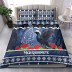 New Zealand Tui Bird Christmas Bedding Set Pohutukawa Xmas Tree Meri Kirihimete