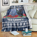 New Zealand Tui Bird Christmas Blanket Pohutukawa Xmas Tree Meri Kirihimete