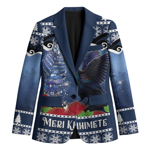 New Zealand Tui Bird Christmas Blazer Pohutukawa Xmas Tree Meri Kirihimete