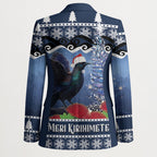 New Zealand Tui Bird Christmas Blazer Pohutukawa Xmas Tree Meri Kirihimete