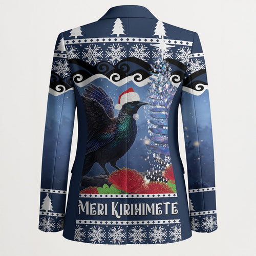 New Zealand Tui Bird Christmas Blazer Pohutukawa Xmas Tree Meri Kirihimete