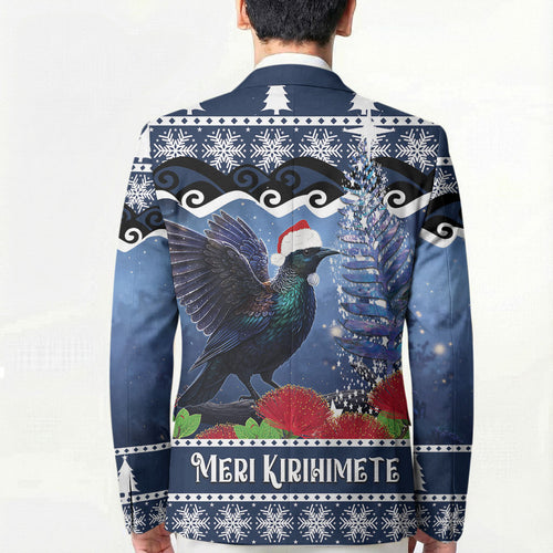 New Zealand Tui Bird Christmas Blazer Pohutukawa Xmas Tree Meri Kirihimete
