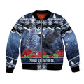 New Zealand Tui Bird Christmas Bomber Jacket Pohutukawa Xmas Tree Meri Kirihimete