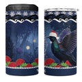 New Zealand Tui Bird Christmas 4 in 1 Can Cooler Tumbler Pohutukawa Xmas Tree Meri Kirihimete