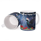New Zealand Tui Bird Christmas Ceramic Mug Pohutukawa Xmas Tree Meri Kirihimete