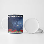 New Zealand Tui Bird Christmas Ceramic Mug Pohutukawa Xmas Tree Meri Kirihimete