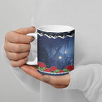 New Zealand Tui Bird Christmas Ceramic Mug Pohutukawa Xmas Tree Meri Kirihimete