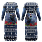 New Zealand Tui Bird Christmas Couples Matching Long Sleeve Bodycon Dress and Hawaiian Shirt Pohutukawa Xmas Tree Meri Kirihimete LT22