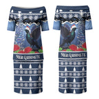 New Zealand Tui Bird Christmas Couples Matching Puletasi and Hawaiian Shirt Pohutukawa Xmas Tree Meri Kirihimete LT22