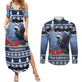 New Zealand Tui Bird Christmas Couples Matching Summer Maxi Dress and Long Sleeve Button Shirt Pohutukawa Xmas Tree Meri Kirihimete