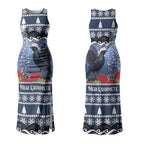 New Zealand Tui Bird Christmas Couples Matching Tank Maxi Dress and Long Sleeve Button Shirt Pohutukawa Xmas Tree Meri Kirihimete LT22