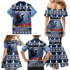 New Zealand Tui Bird Christmas Family Matching Mermaid Dress and Hawaiian Shirt Pohutukawa Xmas Tree Meri Kirihimete