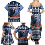 New Zealand Tui Bird Christmas Family Matching Summer Maxi Dress and Hawaiian Shirt Pohutukawa Xmas Tree Meri Kirihimete