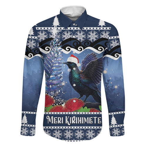 New Zealand Tui Bird Christmas Family Matching Summer Maxi Dress and Hawaiian Shirt Pohutukawa Xmas Tree Meri Kirihimete