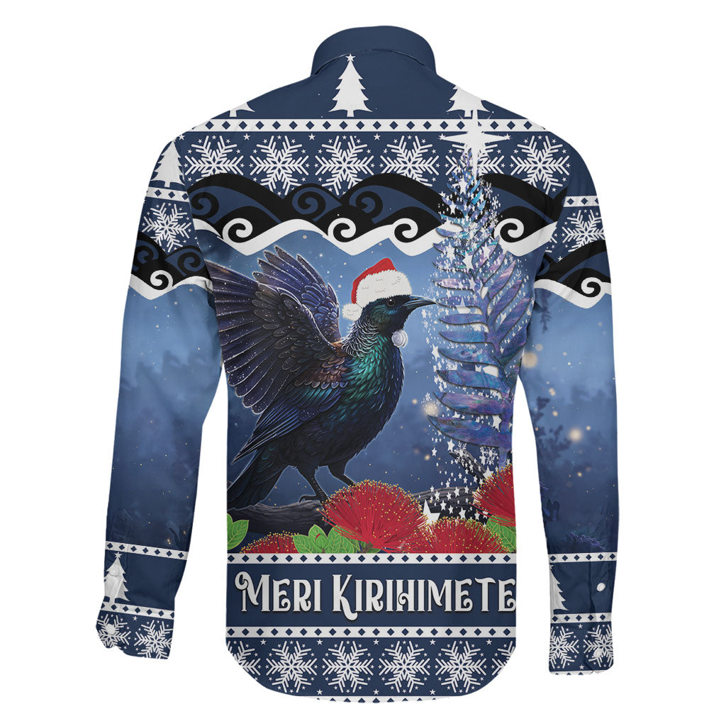 New Zealand Tui Bird Christmas Family Matching Tank Maxi Dress and Hawaiian Shirt Pohutukawa Xmas Tree Meri Kirihimete