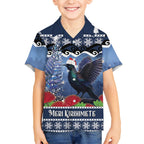 New Zealand Tui Bird Christmas Hawaiian Shirt Pohutukawa Xmas Tree Meri Kirihimete
